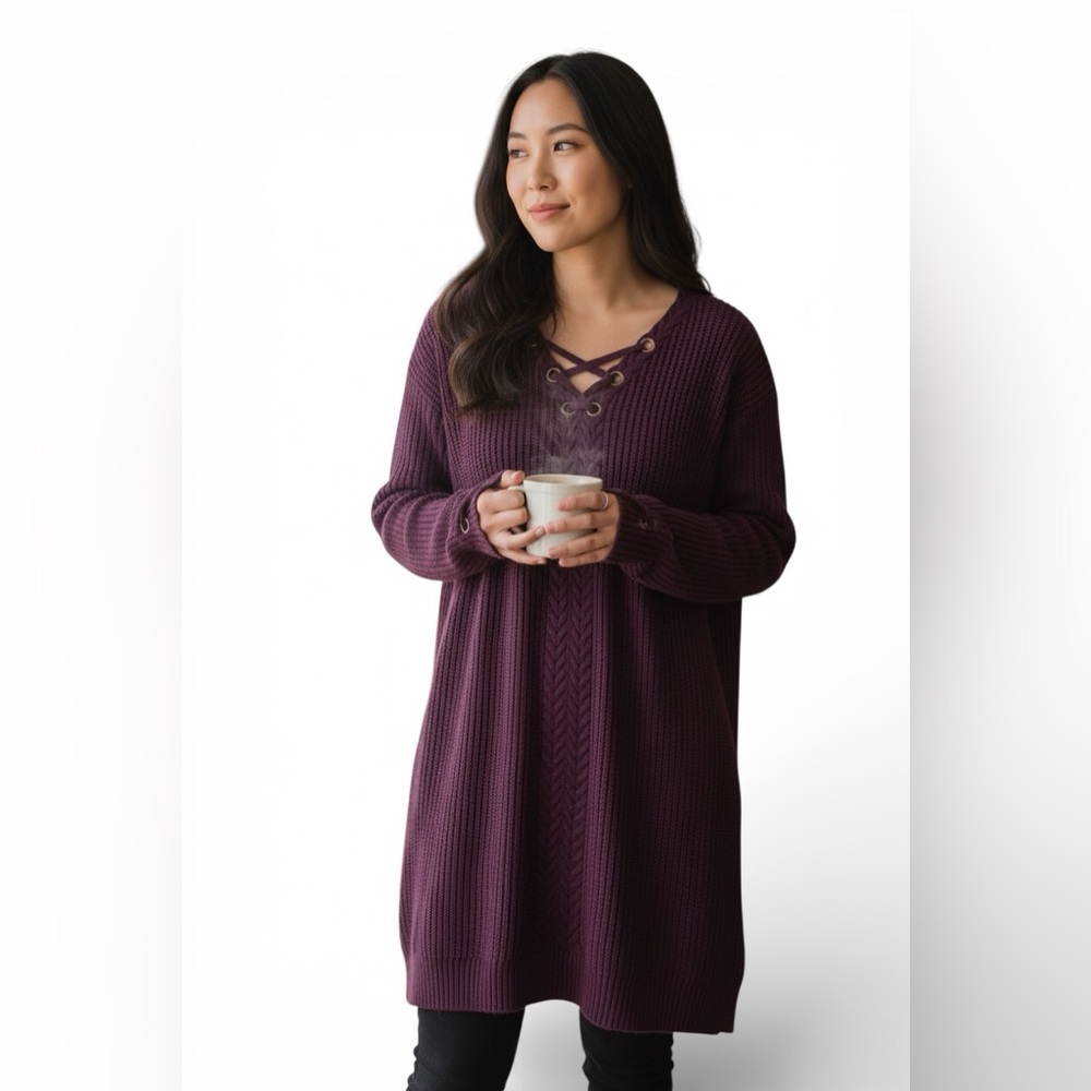 Xhilaration Burgundy Knit Sweater